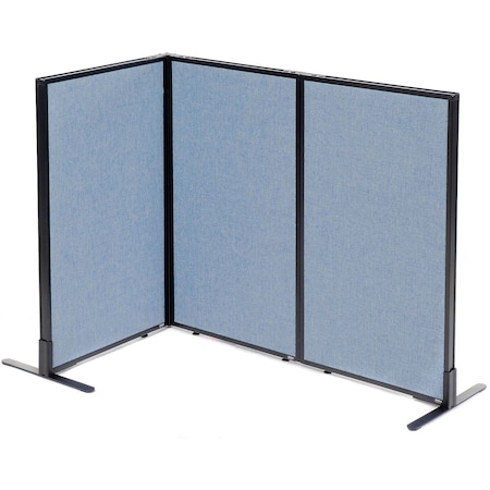 Interion By Global Industrial Interion Freestanding 3-Panel Corner Room Divider, 24-1/4inW x 42inH Panels, Blue 695093BL
